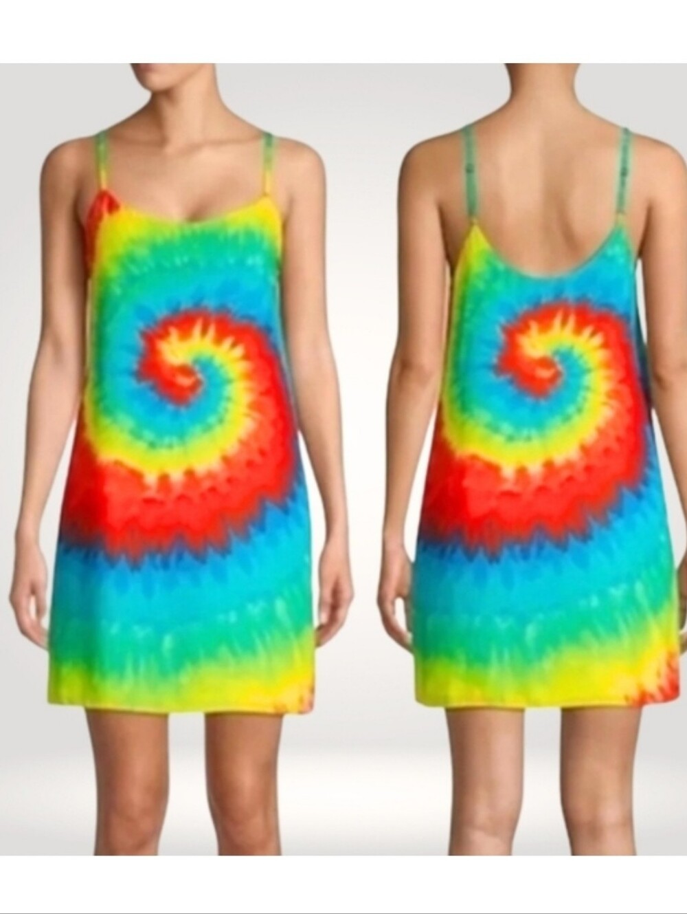 Alice + Olivia Emmie Swirl Festival Tie Dye Slip Mini Dress Multicolor Summer XS